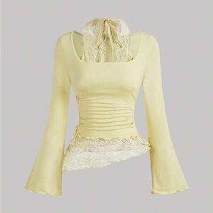 Elegant Cream Lace Trim Women's Top